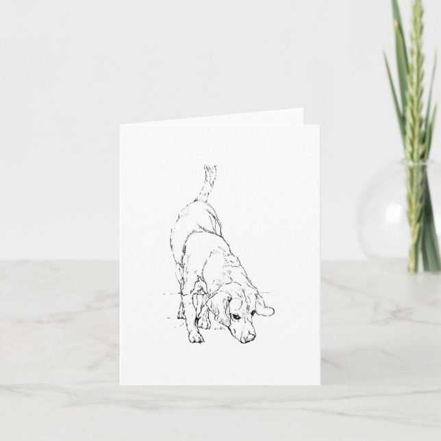Tarjeta Taza Beagle – Perro de Tinta Dibujado a Mano  (Anverso)
