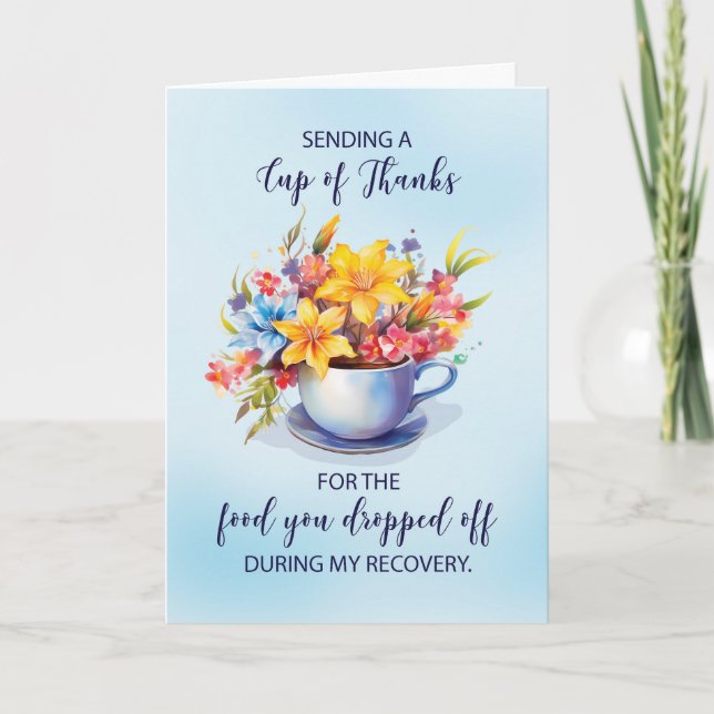 Tarjeta Taza de agradecimiento por la comida abandonada du (Anverso)