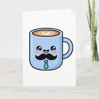 Tarjeta Taza De Café Bigote Kawaii Día Del Padre Cute