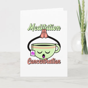Tarjeta Taza De Café Bonita Meditación Concentración Kawai