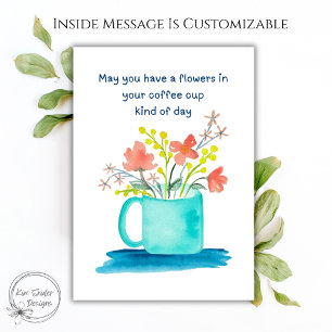 Tarjeta Taza de Café de Flores de Ánimo