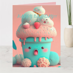 Tarjeta Taza de helado Kawaii