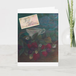 Tarjeta Taza de té de la fresa del cumpleaños de la madre