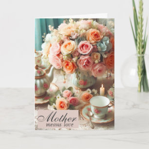 Tarjeta Taza de té de rosa rosa del día de la madre