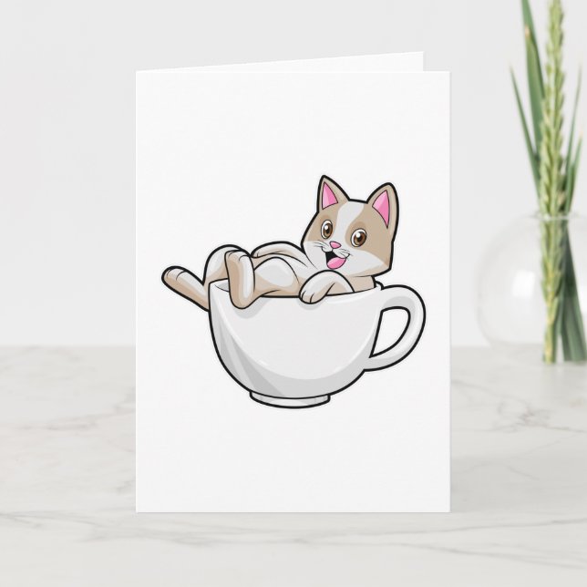 Tarjeta Taza de té gato (Anverso)