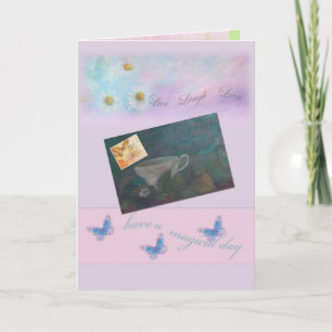 Tarjeta Taza de té ilustrada de motivación del día de