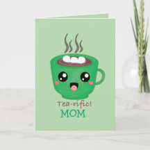 Taza de té verde con la cita Té-rifico