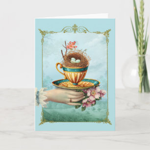 Tarjeta Taza de té y nido