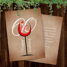 Tarjeta Taza de vino tinto rústica Escritura Cumpleaños 60