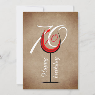 Tarjeta Taza de vino tinto rústica guión cumpleaños 70