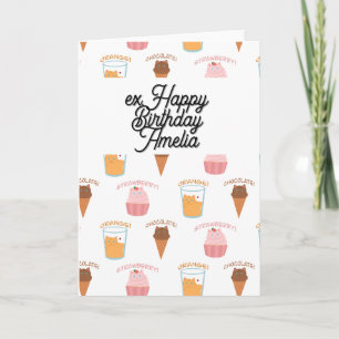 Tarjeta Taza Personalizada Cupcake Rosa y Patrón de Gato N