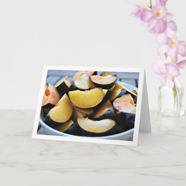 Tarjeta Tazón de fruta de ciruela en rodajas (Orquídea)