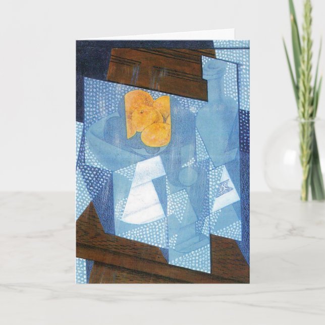 Tarjeta Tazón de fruta por Juan Gris, el cubismo de época  (Anverso)