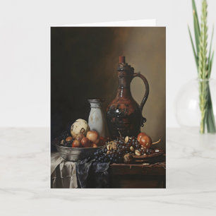Tarjeta Tazón de Frutas Dark Academia, Pintura Antigua