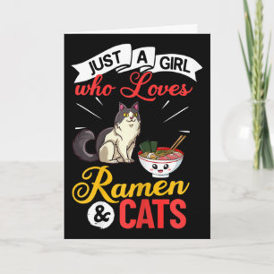 Tarjeta Tazón de ramen de gato Sopa de fideos de pollo Jap