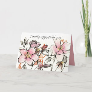 Tarjeta Te Agradezco Bendición De Dios Flores Rosadas