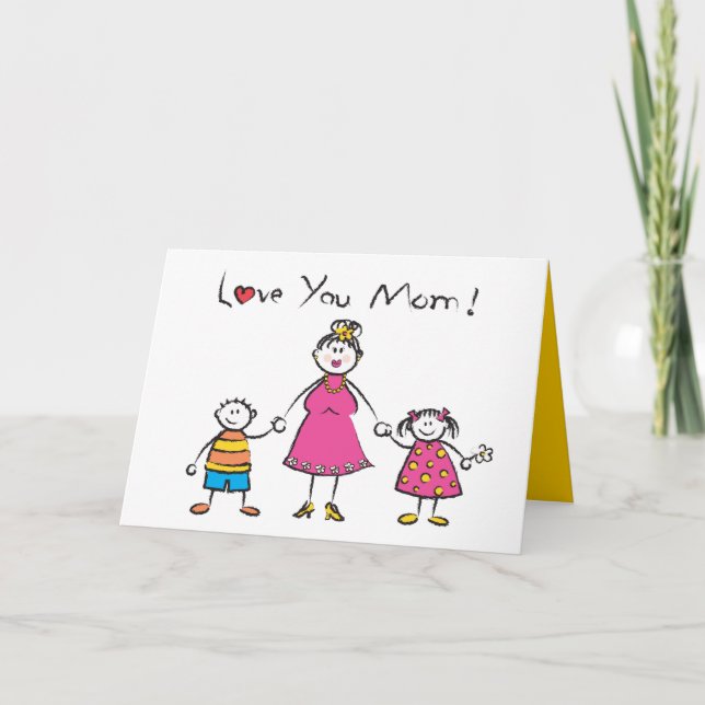 Tarjeta Te amamos a tu madre, familia Personalizado, feliz (Anverso)