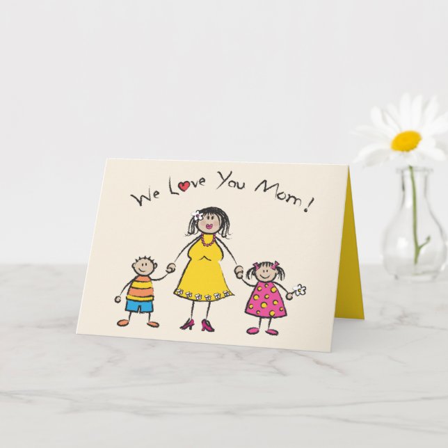 Tarjeta Te amamos a tu madre, familia Personalizado, feliz (Planta pequeña)