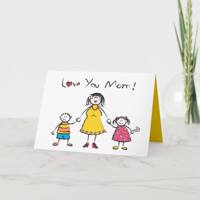 Tarjeta Te amamos a tu madre, familia Personalizado, feliz (Anverso)