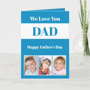 Tarjeta Te amamos Papá Día del Padre foto turquesa blanca