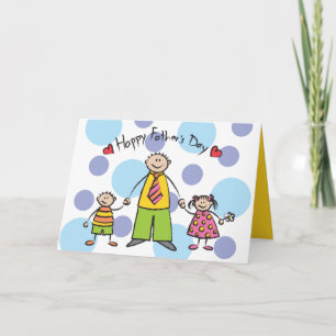 Tarjeta Te Amamos Papá Dibujos Familia Feliz Día del Padre