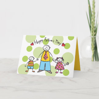Tarjeta Te Amamos Papá Familia de Dibujos Animados Feliz D
