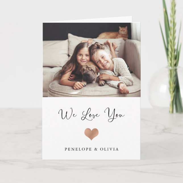 Tarjeta Te Amamos | Script and Heart with Photo (Anverso)