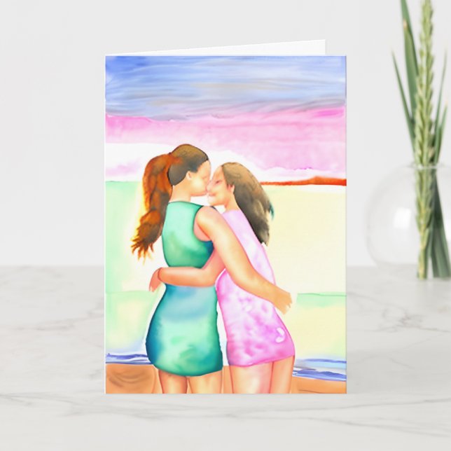 Tarjeta Te Amas Mucho Abrazo Lesbiano (Anverso)