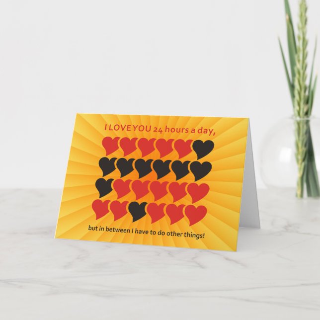 Tarjeta TE AMO 24 horas al día | brillo amarillo (Anverso)