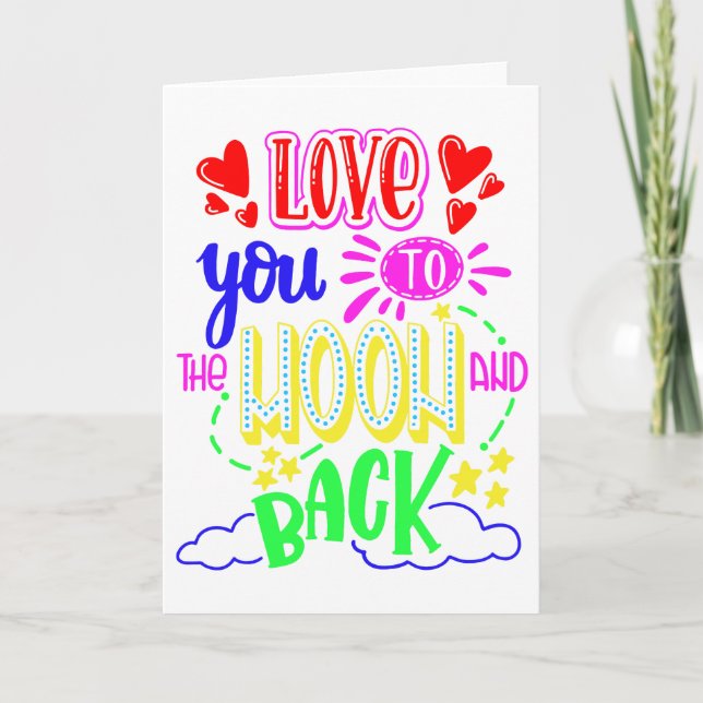 Tarjeta Te amo a la luna y a la carta trasera (Anverso)