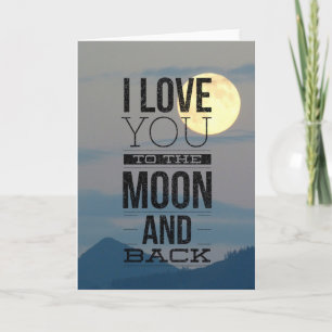 Tarjeta Te amo a la luna y a la carta trasera