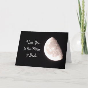 Tarjeta Te amo a la luna y a la parte posterior
