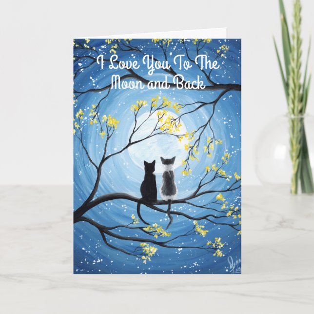 Tarjeta Te amo a la luna y al gato (Anverso)