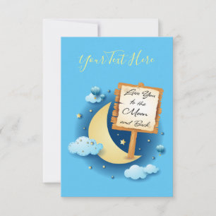Tarjeta Te amo a la luna y atrás