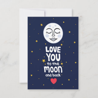 Tarjeta Te Amo a la Luna y de Regreso Arte Dibujado a Mano