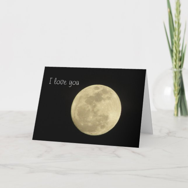 Tarjeta Te amo a la luna y de vuelta. (Anverso)