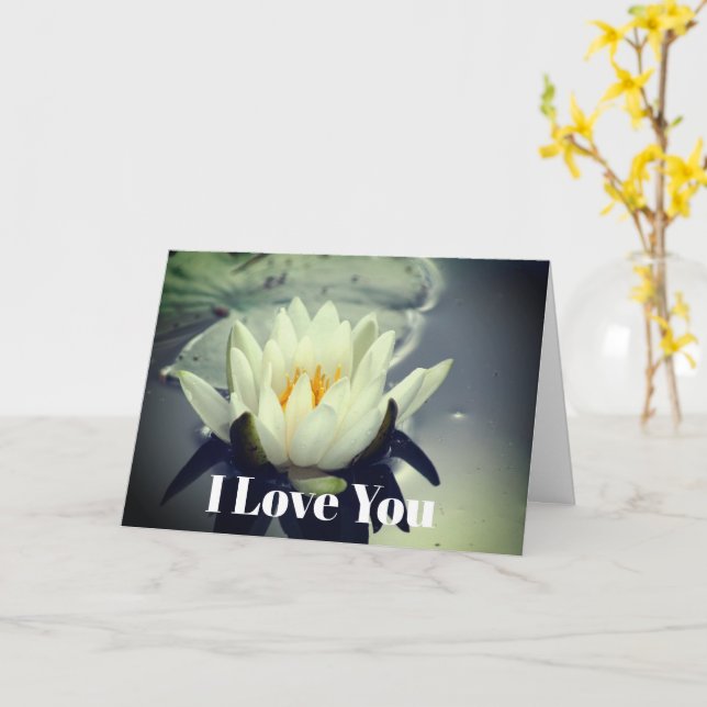 Tarjeta Te Amo Agua, Flor Lily Personalizada (flor amarilla)
