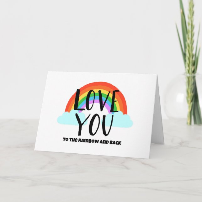 Tarjeta Te amo al arcoiris y a la espalda (Anverso)