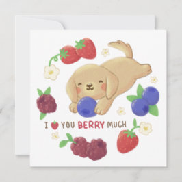 Tarjeta Te amo Berry mucho: Perro lindo con bayas