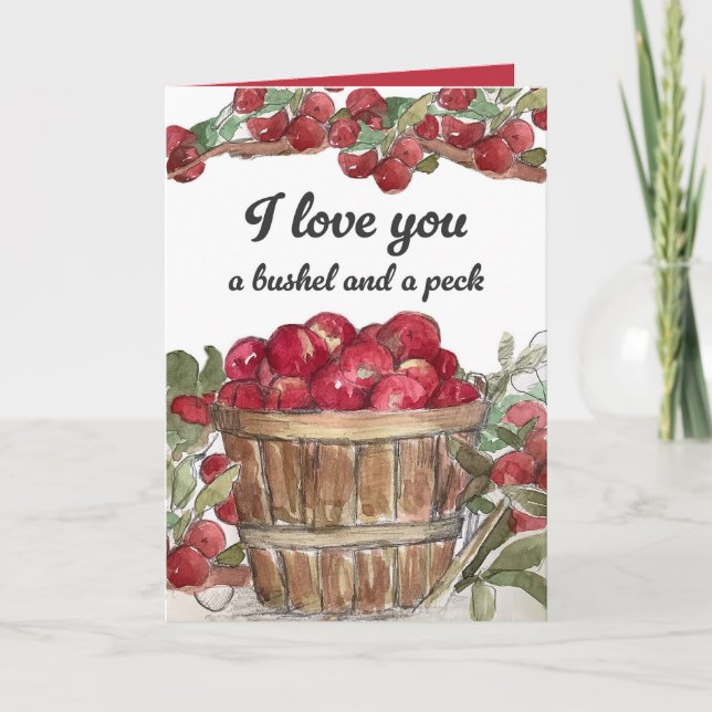 Tarjeta Te Amo Bushel y Peck Manzanas Frutas (Anverso)
