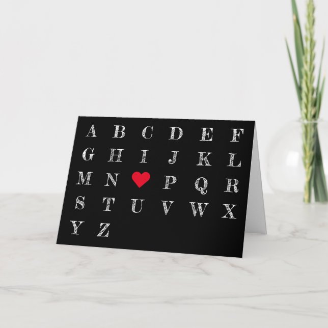Tarjeta Te Amo Chalkboard Letters Heart Día de San Valentí (Anverso)