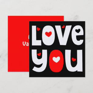 Tarjeta Te amo citando Feliz San Valentín Blanco Rojo Negr