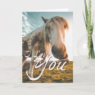 Tarjeta Te amo con caballo mirando