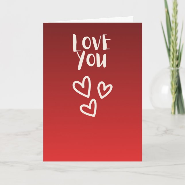 Tarjeta Te amo con Corazones (Anverso)