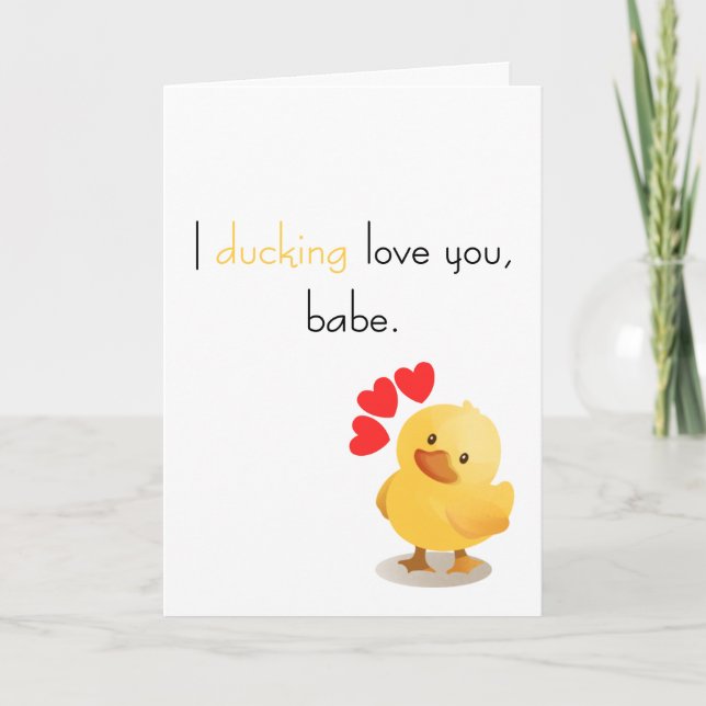 Tarjeta "Te amo con patos, nena" Día de San Valentín (Anverso)
