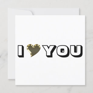 Tarjeta Te Amo corazón dorado tipografía moderna y negrita