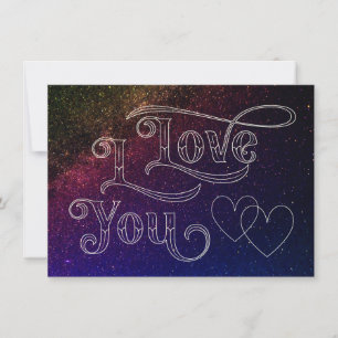 Tarjeta Te Amo Corazón Oscuro Moderno Elegante Espacio Azu