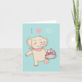 Tarjeta Te Amo Cute Personalizado Elephant Hearts Card