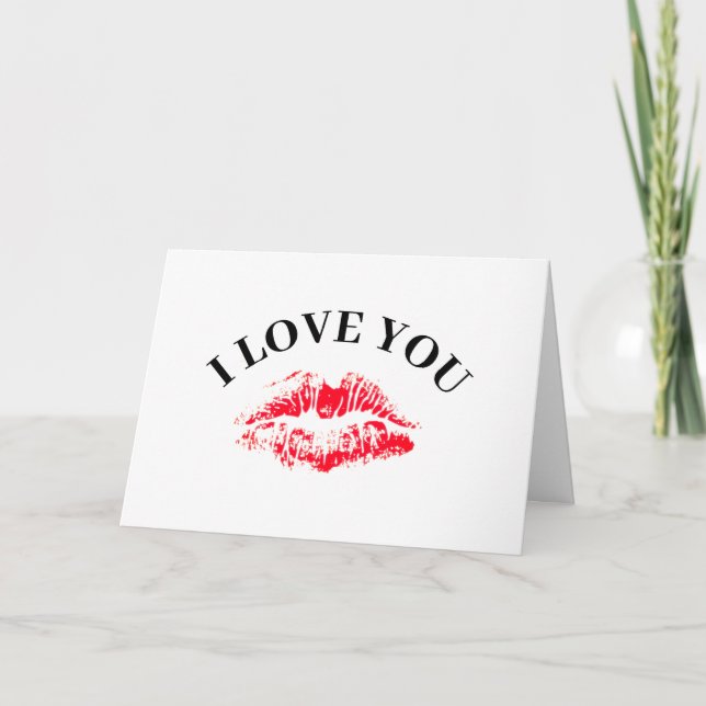Tarjeta Te Amo Día de San Valentín de Novio de Beso Rojo (Anverso)