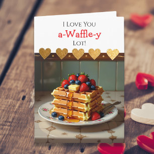 Tarjeta Te Amo Día de San Valentín Temático de Pun Waffl